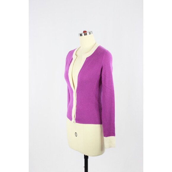 WHITE + WARREN Orchid Purple 100% Cashmere Deep V-Neck Cardigan Sweater, Size XS - Picture 4 of 14